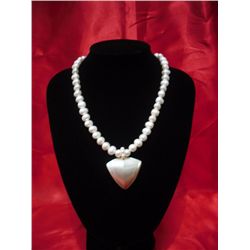 350CTW  FRESHWATER WHITE PEARL WITH CAPIZ NECKLACE