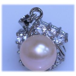 17.05 CTW PEACH PEARL AND CZ PENDANT