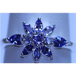 12.30 CTW TANZANITE RING .925 STERLING SILVER