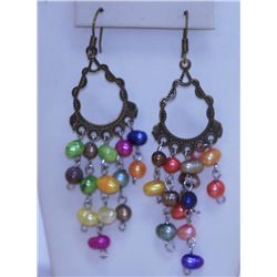 41.50 CTW MULTICOLOR PEARL DANGLING EARRING