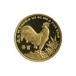 Singapore Gold Half Ounce Rooster (date of our choice)