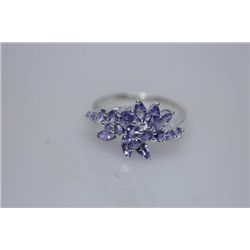 13.55 CTW TANZANITE RING .925 STERLING SILVER