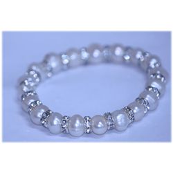 92.55 CTW WHITE PEARL AND CZ BRACELET