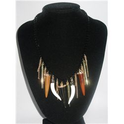 251CTW BROWN-BLACK TOOLS BRASS NECKLACE;18INCH