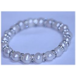 100.65 CTW WHITE PEARL AND CZ BRACELET