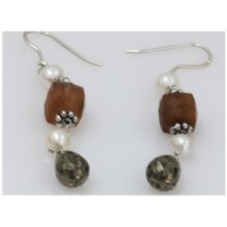 NATURAL 30.35 CTW PEARL SEMIPRECIOUS EARRINGS .925 STER