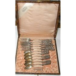 11 PIECE VERY OLD VINTAGE FORK & SPOON STERLING SILVER SET.TOTAL SILVER WEIGHT is 6.332oz!!