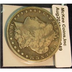 249. 1880 CC Morgan Silver Dollar. F-12.