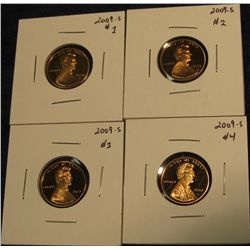 727. 2009-S Lincoln Cent Commemoratives: reverse #1 - early childhood, reverse #2 - formative years,