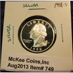 749. 1998-S Washington Quarter. Proof. SILVER