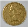 Image 1 : 1861 $5 GOLD LIBERTY POPULAR CIVIL WAR DATE MID GRADE CIRC. JUST WEAR NO DAMAGE