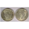 Image 1 : ( 2 ) NICE CIRCULATED PEACE SILVER DOLLARS, 1922-P AND 1924-P