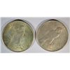 Image 2 : ( 2 ) NICE CIRCULATED PEACE SILVER DOLLARS, 1922-P AND 1924-P