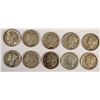 10 DIFFERENT MERCURY DIMES (23,23-S,24-S,25,26-S,27,27-S,28,28-S,29) GOOD-AU