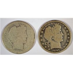 1896-O GOOD & 1896-S AG BARBER HALF DOLLARS