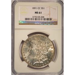 1891-CC MORGAN DOLLAR NGC MS61