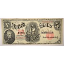 1907 $5 US NOTE "WOOD CHOPPER"