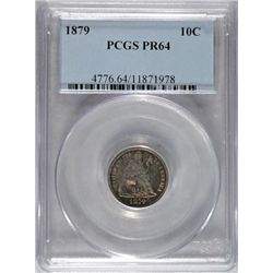 1879 SEATED DIME PCGS PROOF64 SUPER COLOR!