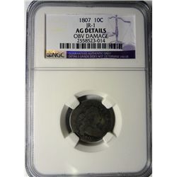 1807 BUST DIME NGC AG MINOR OBV DAMAGE