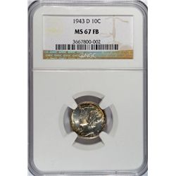 1943 D MERCURY DIME NGC MS 67 FB