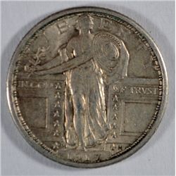 1917-D Type-1 Standing Quarter AU+++