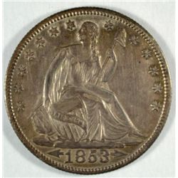 1853 O ARROWS-RAYS SEATED HALF DOLLAR ORIGINAL CH BU!