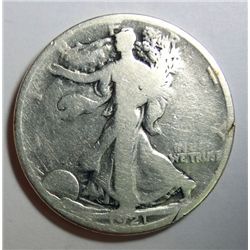 1921-D WALKING LIBERTY HALF DOLLAR GOOD