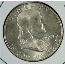 1951-D FRANKLIN HALF DOLLAR CHOICE BU
