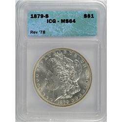 1879 S REVERSE OF 1878 MORGAN DOLLAR ICG MS 64 RARE!