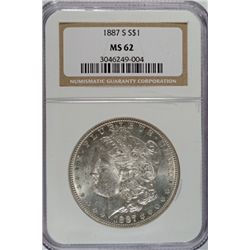 1887 S MORGAN DOLLAR NGC MS 62 NICE
