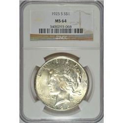 1925 S PEACE DOLLAR NGC MS64