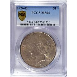1926 D PEACE DOLLAR PCGS MS64 COLOR!