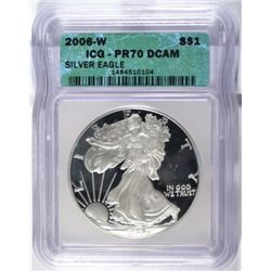 2006-W PROOF SILVER EAGLE ICG PR-70 DCAM