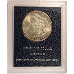 1899-O MORGAN DOLLAR IN BLACK PARAMOUNT HOLDER LIGHT TONING