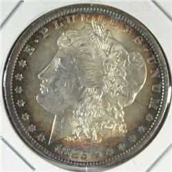 1885-O MORGAN DOLLAR BU RAINBOW TONE AROUND RIM