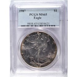1987 SILVER EAGLE PCGS MS-65 BEAUTIFUL TONE