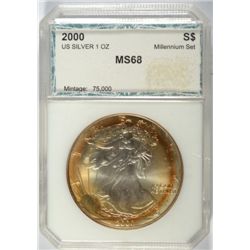 2000 SILVER EAGLE PCI MS-68 TONED