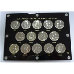 SET OF GEM PROOF 65 AND BETTER FRANKLIN HALVES IN PLASTIC 1950-1963! CHERRY SET!