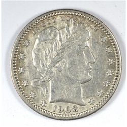 1908-D BARBER QUARTER AU
