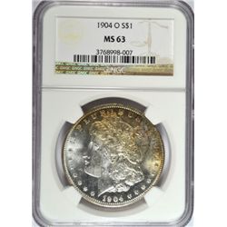 1904-O MORGAN DOLLAR NGC MS63 TONED