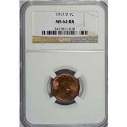1917-D LINCOLN CENT NGC MS64 RB