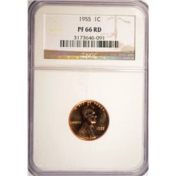 1955 PROOF LINCOLN CENT NGC PF-66 RED