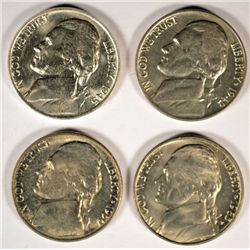 4 DIFFERENT JEFFERSON NICKELS (42,45,50,83) UNCS