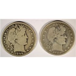 1898-O GOOD & 1899-S VG BARBER HALF DOLLARS