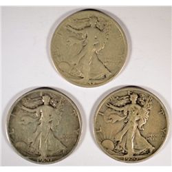 3-1920-S WALKING LIBERTY HALF DOLLARS "GRADING SET" (GOOD,VG,FINE)