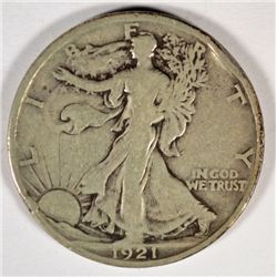 1921 WALKING LIBERTY HALF DOLLAR FINE (RIM DING)
