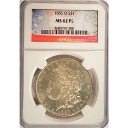 1885-O MORGAN DOLLAR NGC MS62 PL