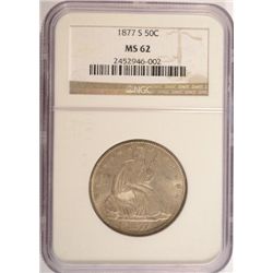 1877-S SEATED HALF DOLLAR NGC MS62 P.Q.