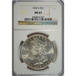 1902 S MORGAN DOLLAR NGC MS63 NICE, WHITE