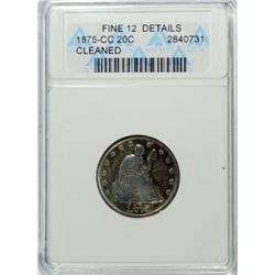 1875-CC SEATED LIBERTY 20 CENT PIECE ANACS FINE
